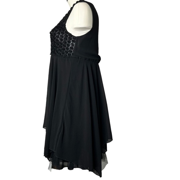 SECOND SKIN NYC Black Floral Sleeveless Asymmetrical Midi Dress Size M - Picture 12 of 16